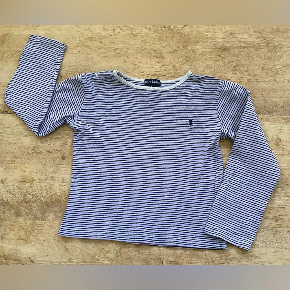 Ralph Lauren Girls’ Sz‎ 6 Purple/Black Striped Long Sleeve Cotton Shirt